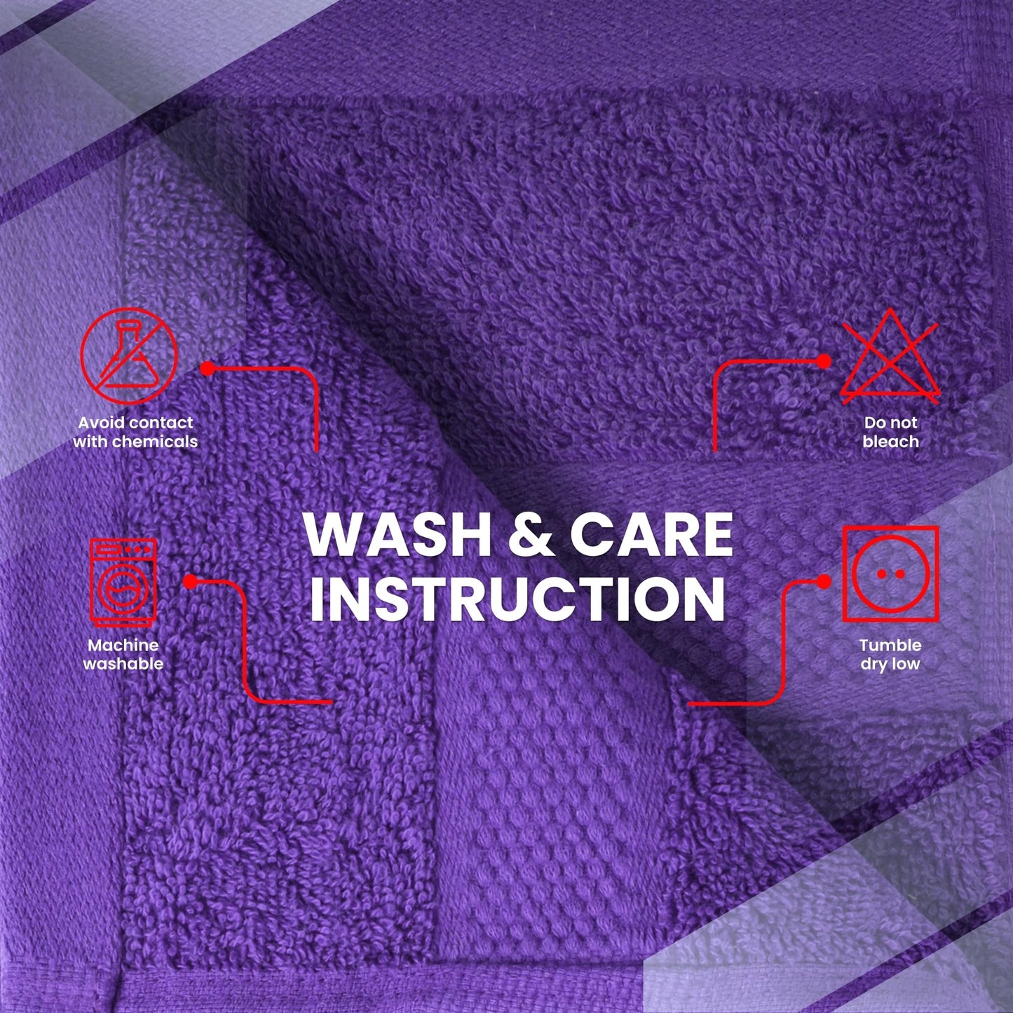 Infinitee Xclusives Premium Wash Cloths for Showering [13x13] – 100% Cotton Washcloths [Pack of 12], Soft and Absorbent Face Towels for Bathroom Wash Clothes, Gym, and Spa |Profound Purple|