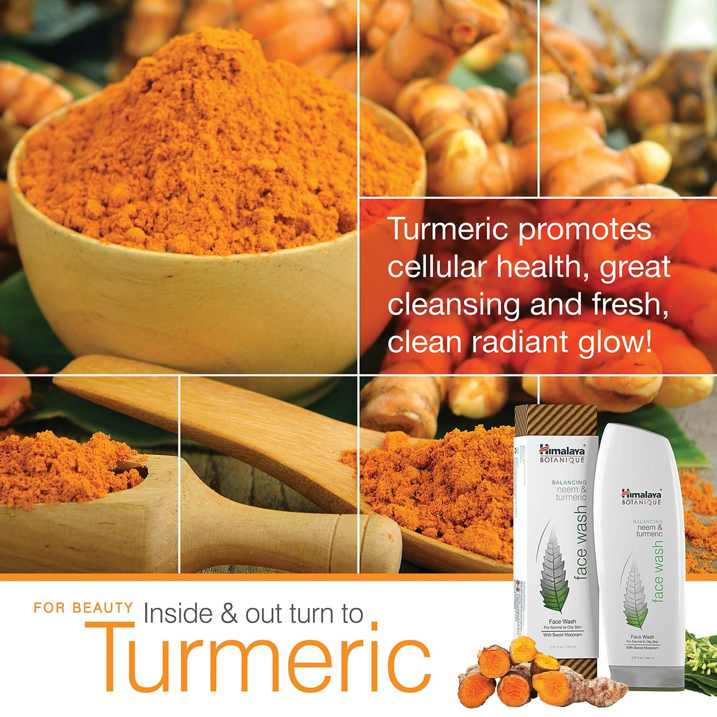 Himalaya Botanique Balancing Neem & Turmeric Face Wash, Dermatologically Tested, Vegan, Cruelty Free, Paraben Free, SLS Free, 5.07 Fl Oz, 150 ml