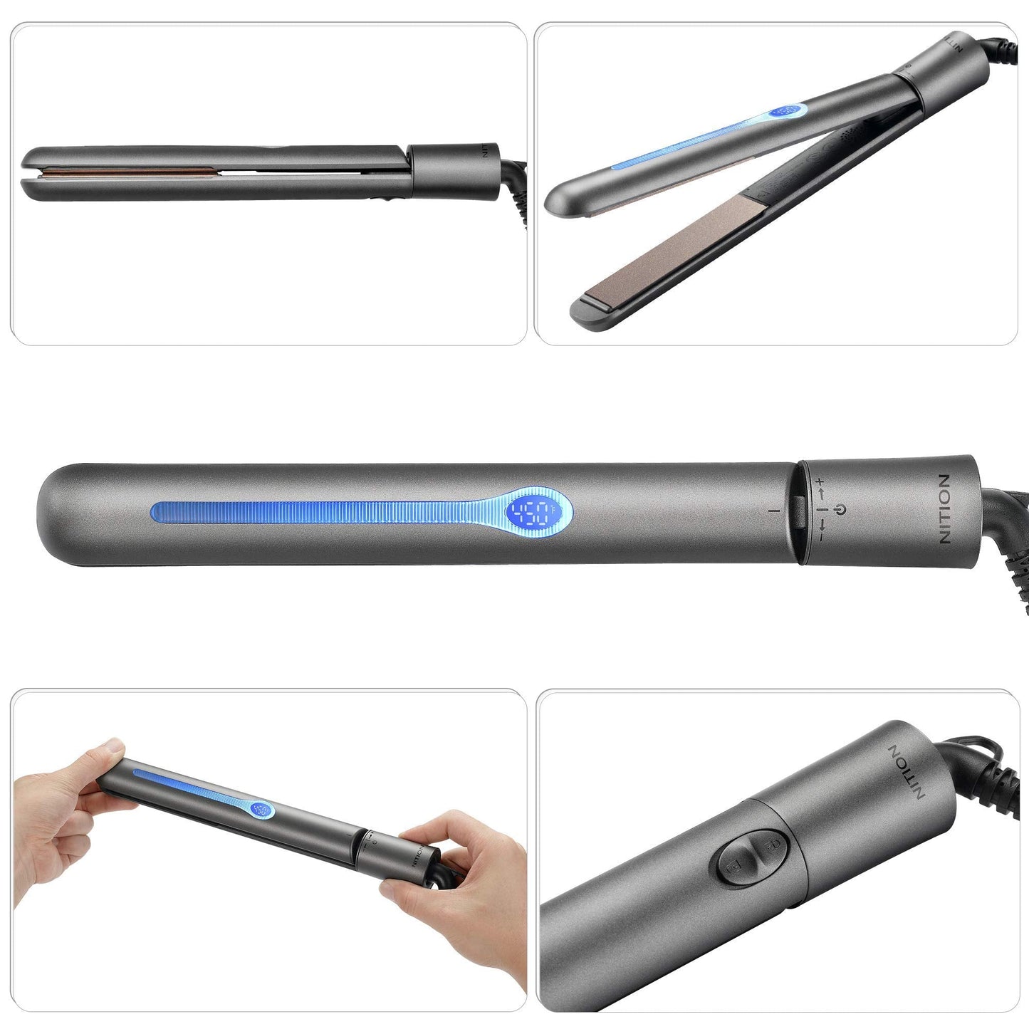 NITION Salon Hair Flat Iron and Hair Dryer with Diffuser/Comb Set