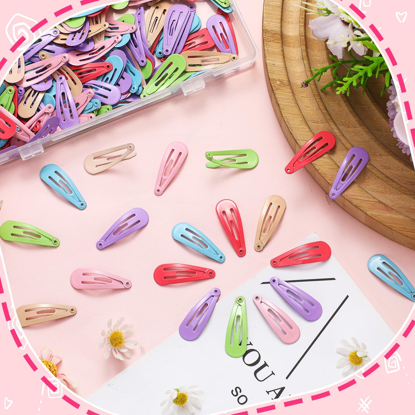 Cindeer 180 Pcs Snap Hair Clips Small Metal Barrettes Thin Hair Girls Hair Pins for Toddler Kids Women Accessories Salon Supplies (Pink Purple Color,1.2 Inch)