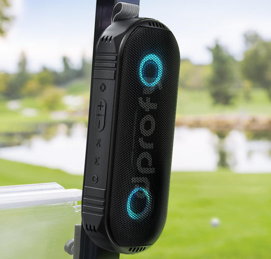 Dprofy New Play 2 Rounds, Magnetic Bluetooth Golf Speaker, Stereo Sound Portable Pro Wireless Waterproof Speaker with Rich Bass, Golf Accessories Golf Gifts (with Light)