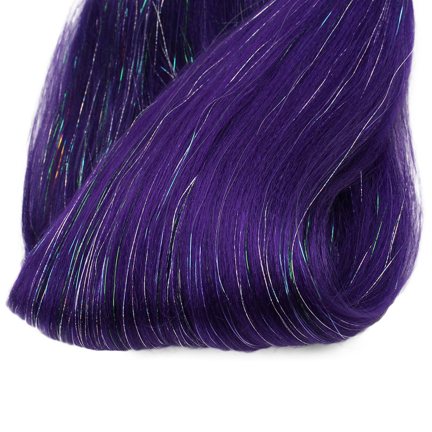 Dark Purple with Tinsel Braiding Hair Pre Stretched 2 Packs 26 Inches Kanekalon Box Braids Hair Extensions Synthetic Pre Stretched Braiding Hair