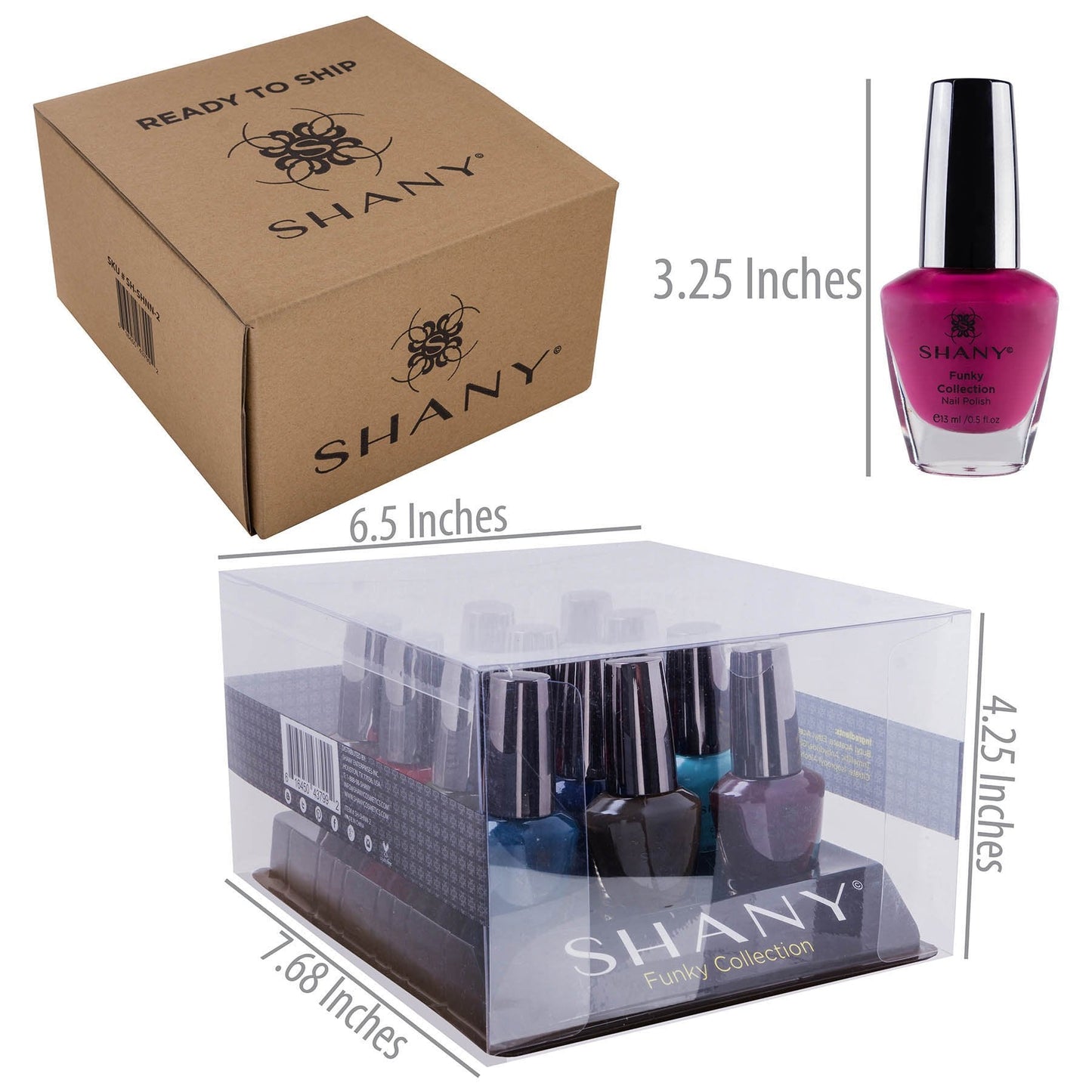 SHANY Cosmetics Nail Polish Set - 12 Bold and Quirky Shades in Gorgeous Semi Glossy and Shimmery Finishes - Funky Collection (Pack of 4)