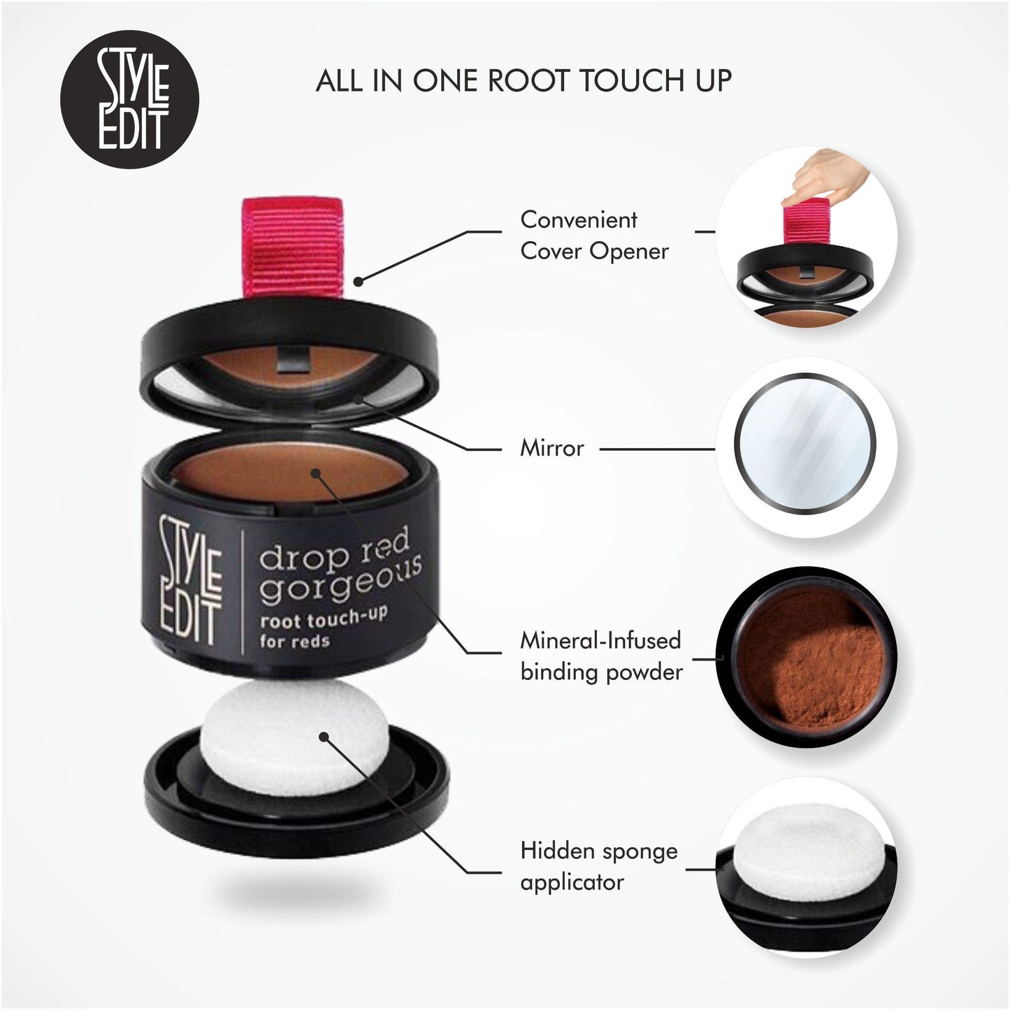 Style Edit Root Concealer Spray and Root Touch Up powder, to Cover Up Roots and Grays, Light Brown Hair Color.