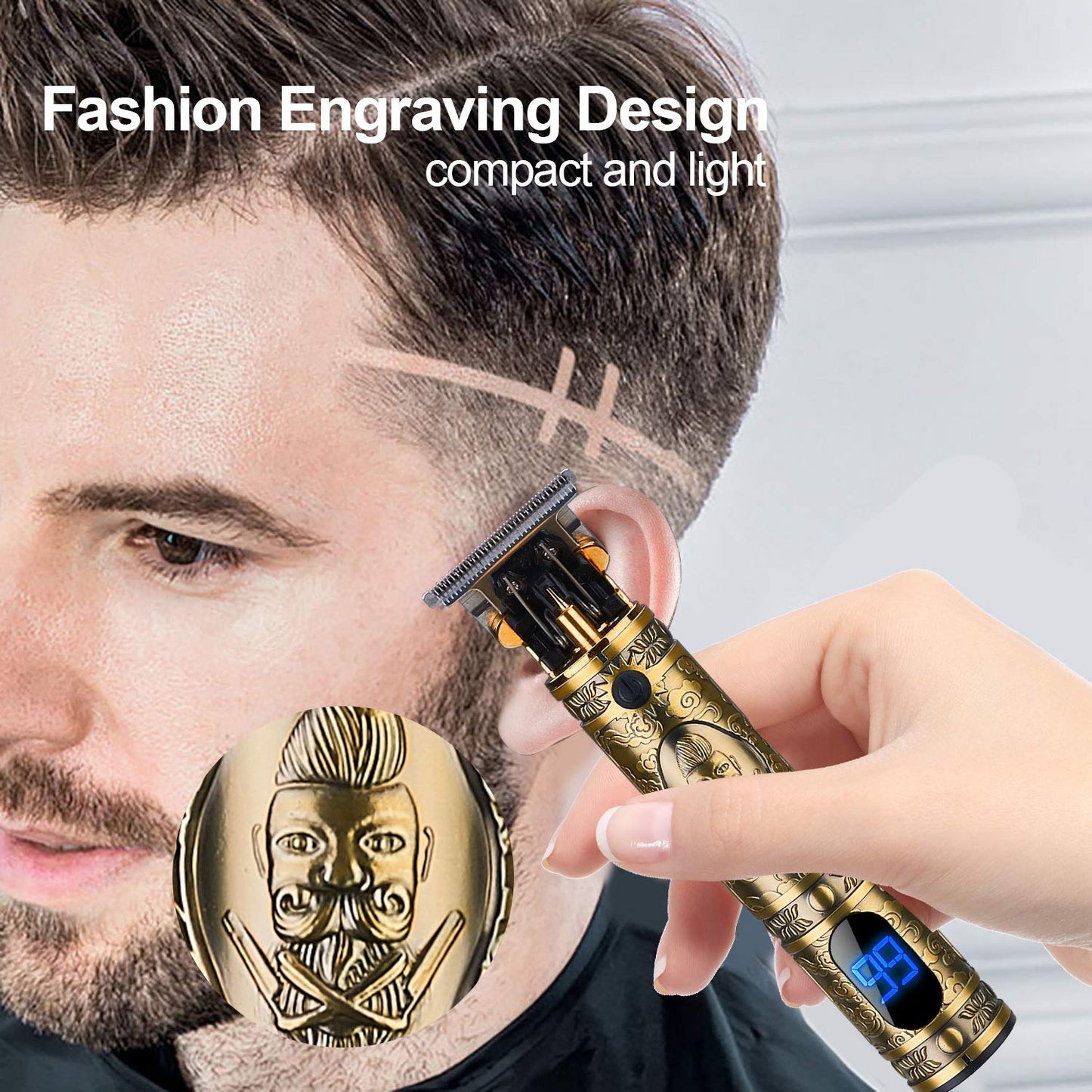 Suttik Professional Hair Clippers for Men Beard Trimmer Set with Case, Cordless Barber Clippers for Hair Cutting Grooming Kit, Rechargeable, LCD Display,Gift for Men