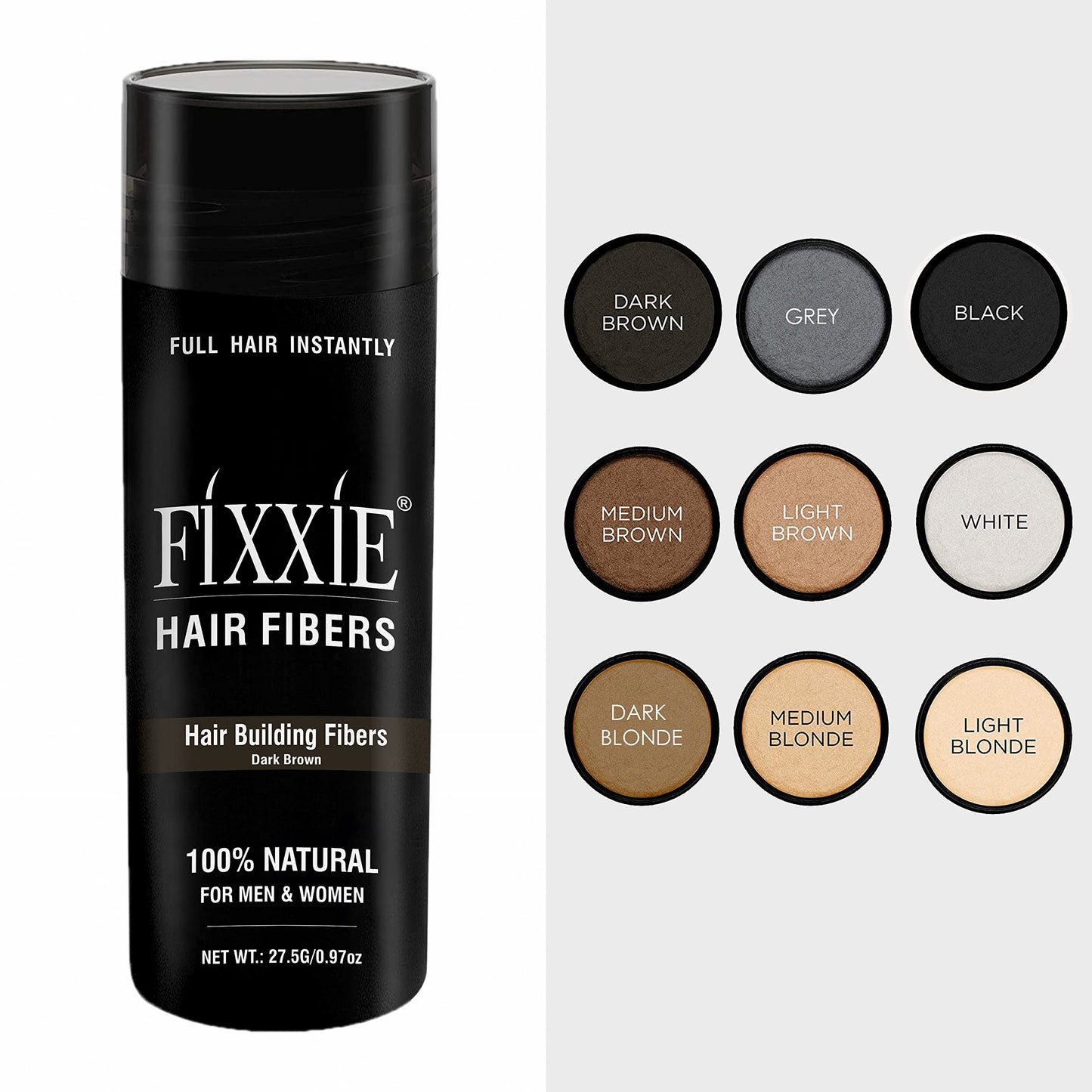 FIXXIE Hair Fibers MEDIUM BROWN for Thinning Hair 27.5g Bottle, Hair Fibre Concealer for Hair Loss for Men and Women, Naturally Thicker Looking Hair with Keratin Hair Fibres