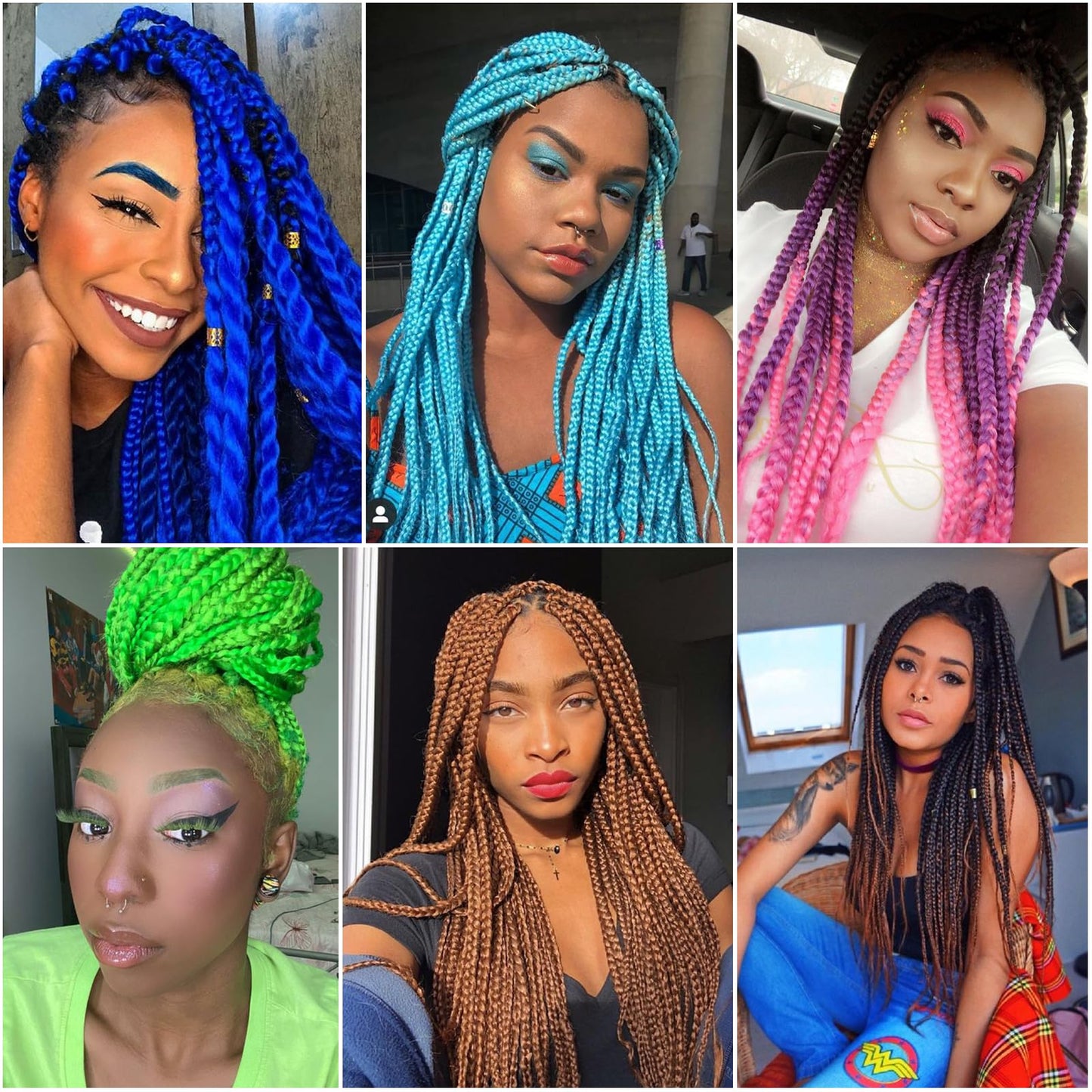 Glitter Ombre Lake Blue Purple Festival Pre Stretched Braiding Hair with Tinsel Shinny 30 Inch Yaki Texture Box Braid Hair Extensions 3 Packs Yaki Texture Easy to Use for Party