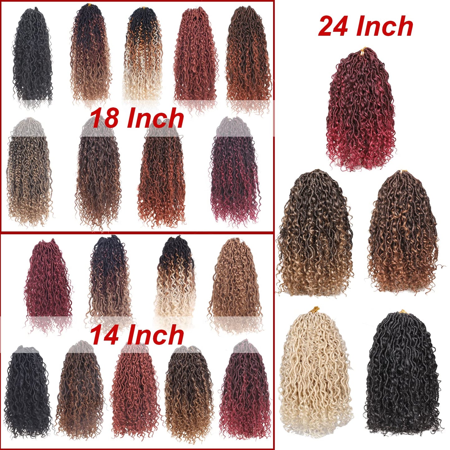 Beverlee 18 Inch Goddess Locs Crochet Hair 8 Pcak Boho Faux Locs Boho Goddess Locs Crochet Locs Pre Looped Soft Hippie Locs Synthetic Bohemian Curly Crochet Locs Hair for Black Women T30#