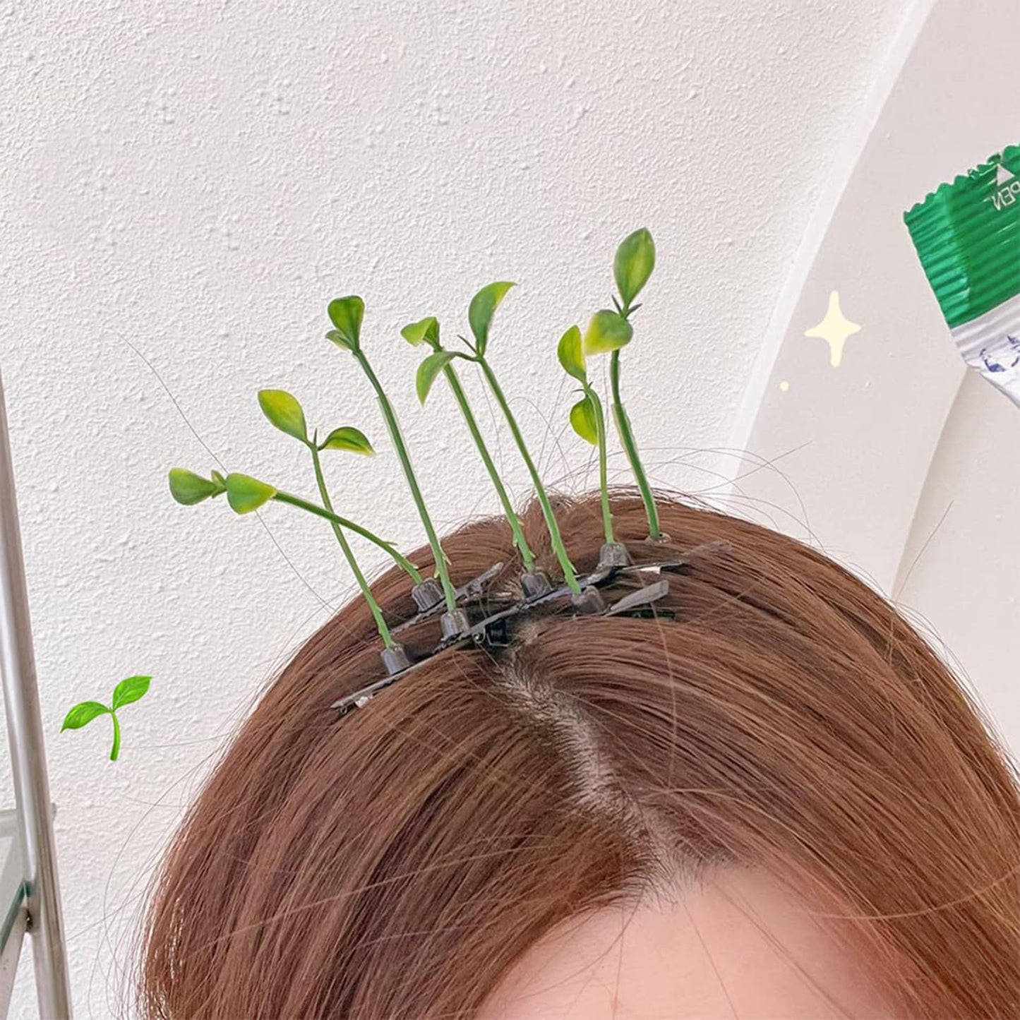 35PCS Simulation Plants Hair Clips, Mushroom Flower Butterfly Hairpins For Women Girls Creative Headwear Hair Accessories (Bean sprout clip)