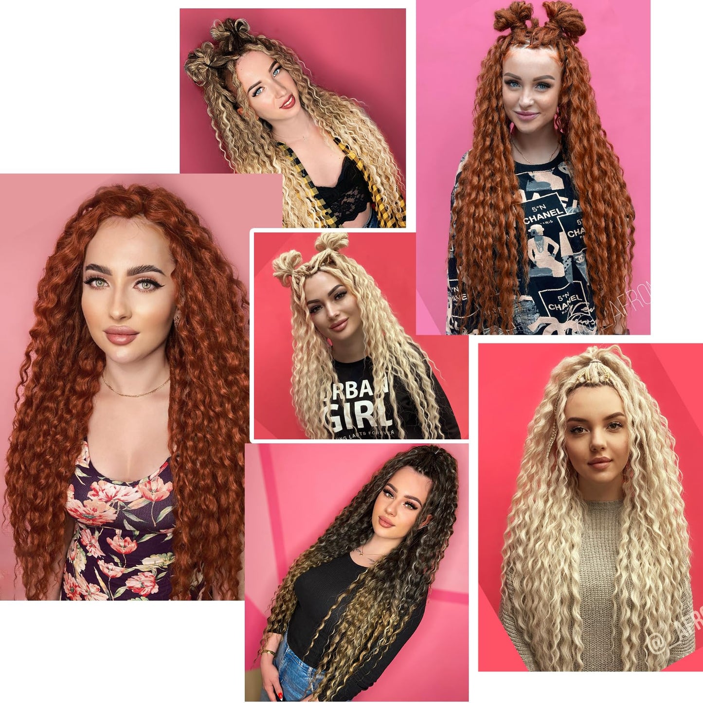 HANNE Double Ended Curly Dreadlock Extensions for Black Women and Men 24 Inch 10 Strands Ombre Blonde Curly Synthetic Wavy Dreadlock Extensions (24 inch, MT27/613)