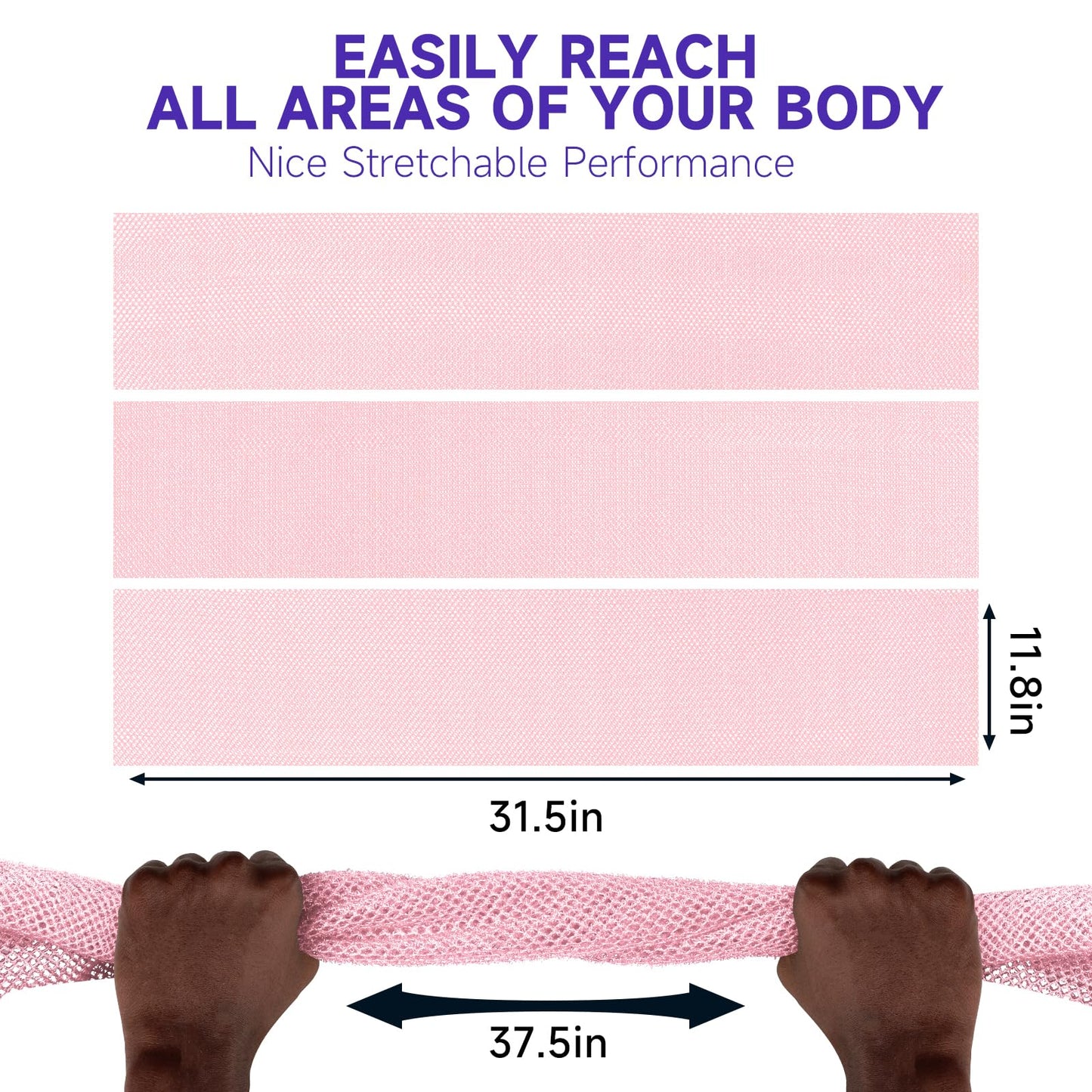 Metene 6 Pieces African Exfoliating Net, Colorful African Net Cloth, Long African Net Sponge Body Scrubber for Use in Shower, Bath Shower Wash Cloth for Skin Smoother Daily Use (Pink,Purple)