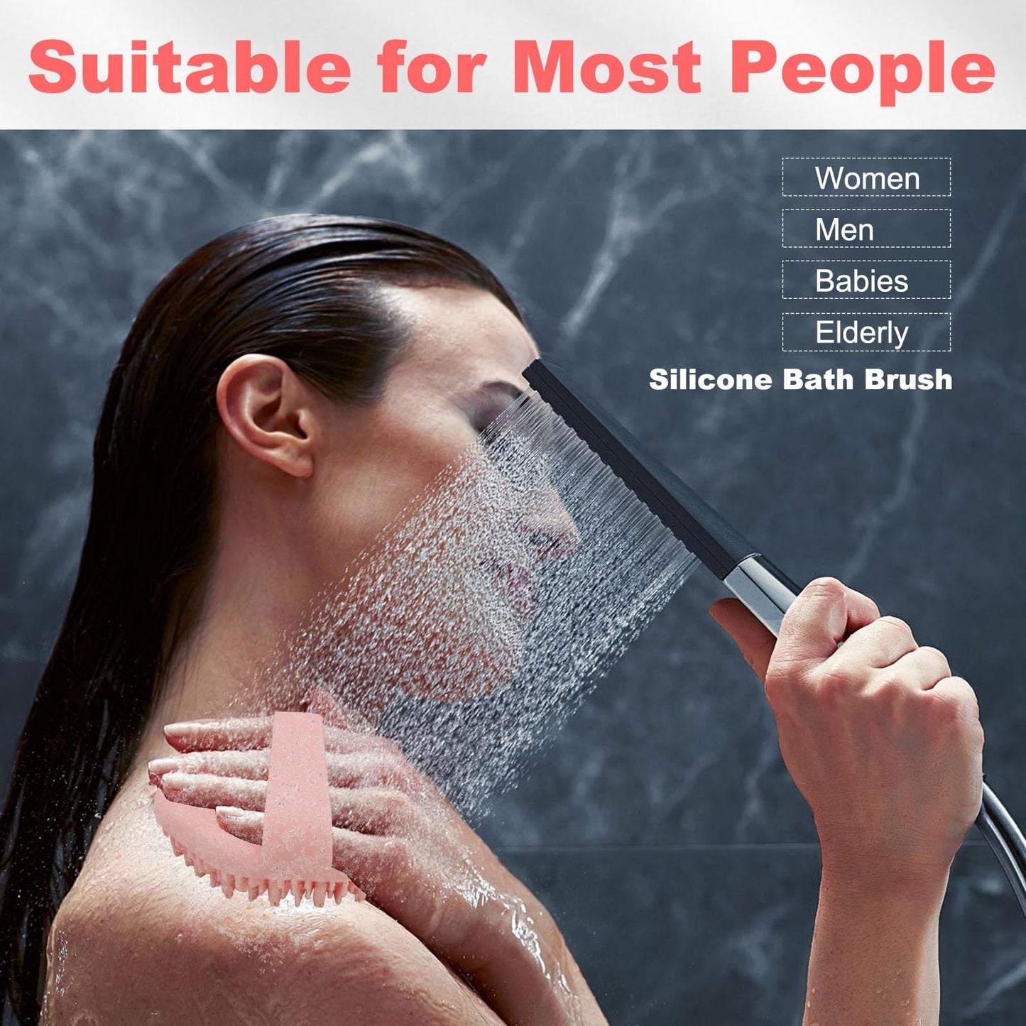 HAYSNA Silicone Body Scrubber, Exfoliating Body Scrubber for All Skin Types, Handheld Shower Brush with Rich Lathering and Easy Cleaning (Pink)