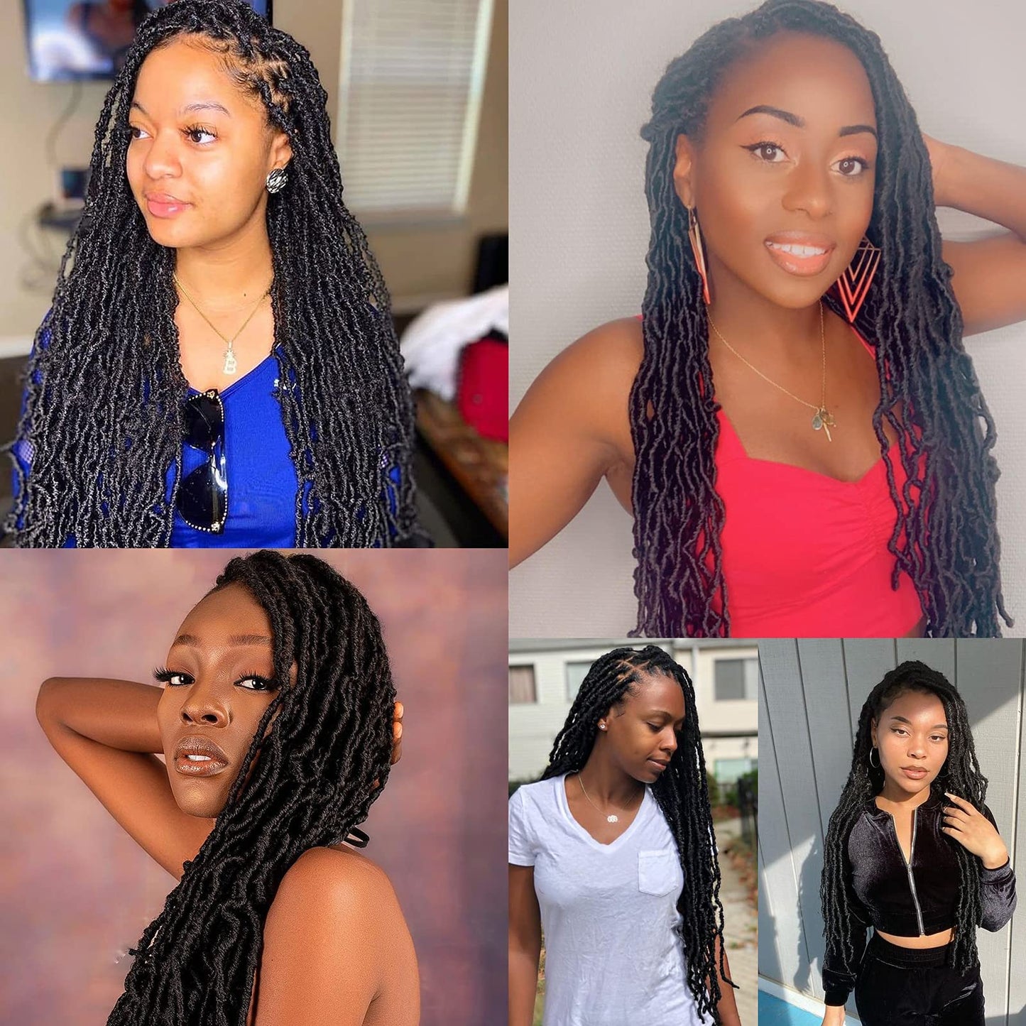 Leeven New Faux Locs Crochet Hair 24 Inch Distressed Soft Locs 3 Packs Chocolate Brown Natural Butterfly Locs Boho Goddess Crochet Locs Pre Looped Curly Synthetic Hair for Black Women #4
