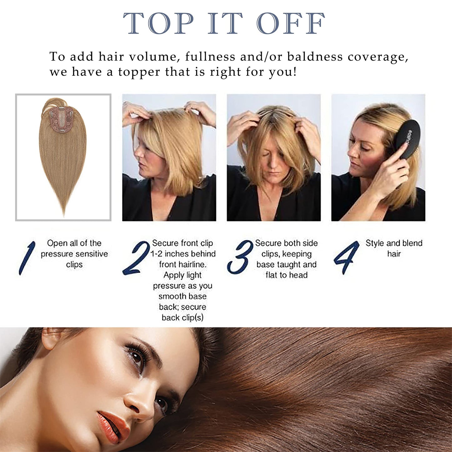 S-noilite 130% Density Human Hair Toppers with Bangs Hand Tied Silk Base Clip In Topper Top Hair Pieces For Women with Thinning Hair/Hair Loss Cover Gray Hair 10Inch 35g-Natural Black
