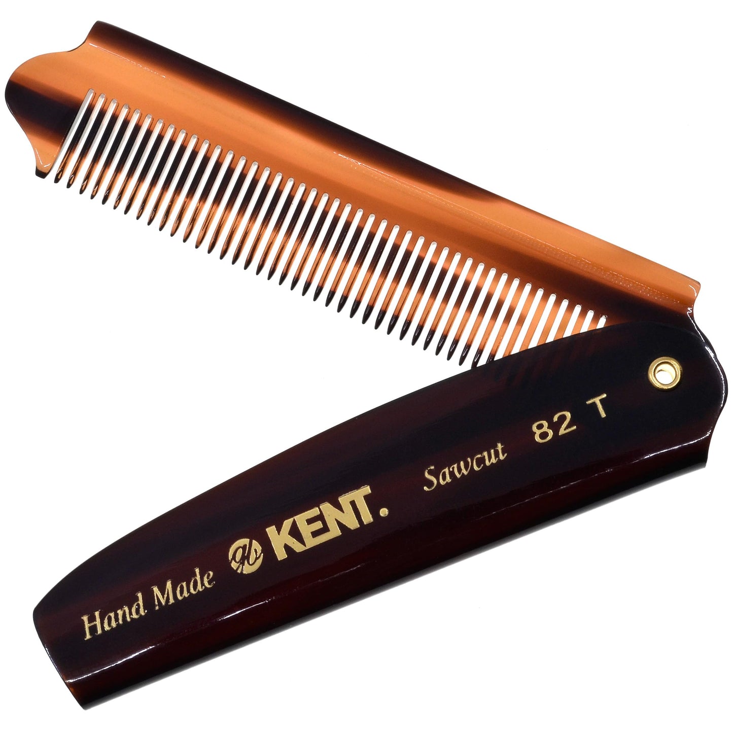 Kent 82T 4" Handmade Folding Pocket Comb for Men, Fine Tooth Hair Comb Straightener for Everyday Grooming Styling Hair, Beard or Mustache, Use Dry or with Balms, Saw Cut Hand Polished, Made in England