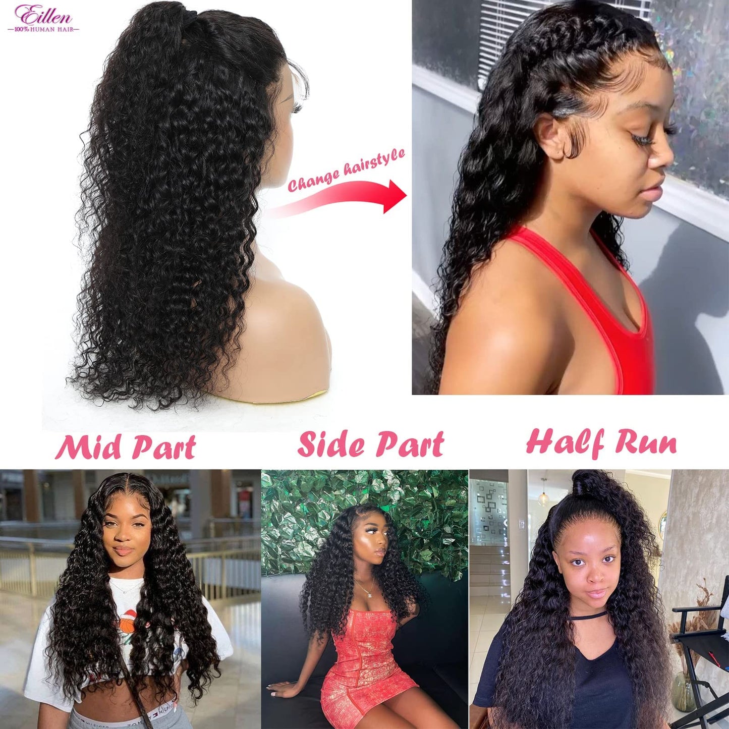 Eileen 13x4 HD Lace Front Wigs Human Hair Deep Wave 22 Inch Glueless Wigs Human Hair Wet and Wavy 180 Density Lace Frontal Wigs Human Hair Closure Wig Human Hair for Women Natural Black
