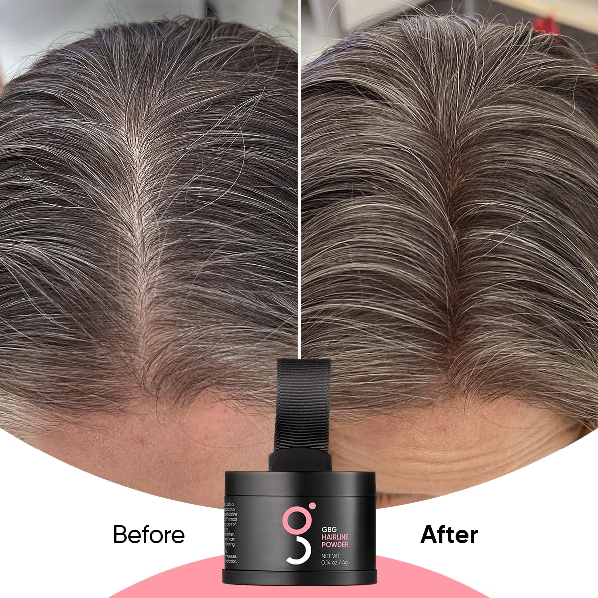 Hairline Powder Instantly Conceals Hair Loss, Root Touch Up Hair Toppers for Women & Men, Hair Fibers for Thinning Hair, Root Cover Up, Stain-Proof 48 Hour Formula (White)