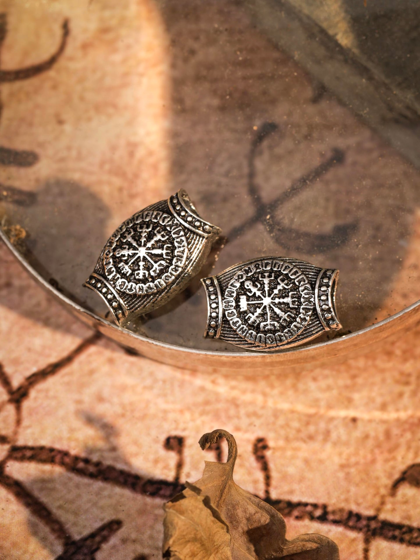 HAQUIL Vintage Helm of Awe Beads Combo 5 pcs Hair Beads Lock Beads Dreadlock Triquetra Viking Beads
