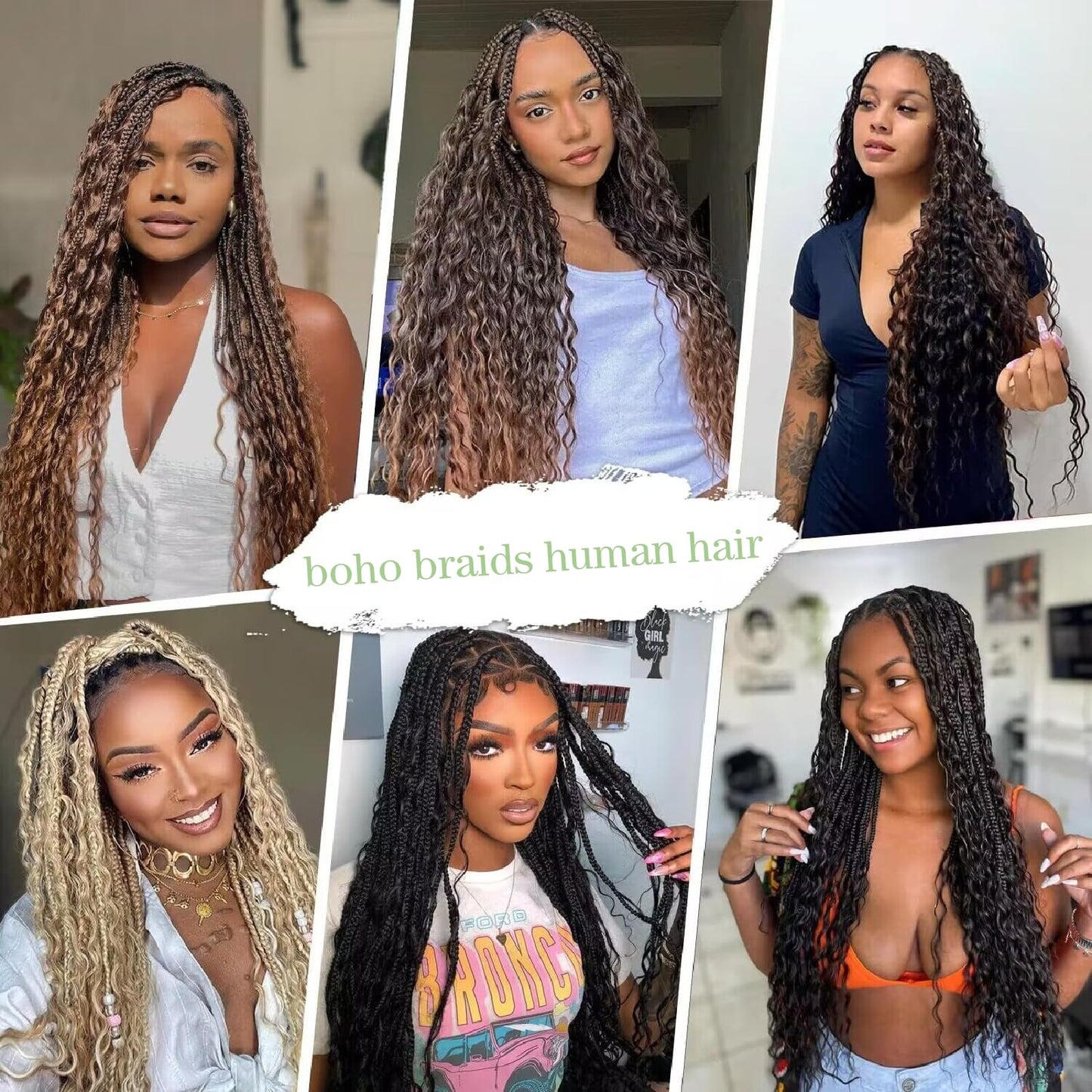 Liccaibao Deep Wave Bulk 100g 24 Inch Natural 100% Human Hair Braiding Hair Unprocessed No Weft 10A Brazilian Virgin Hair for Curly Human Hair Extensions Boho Braids Wet and Wavy Human Braiding Hair