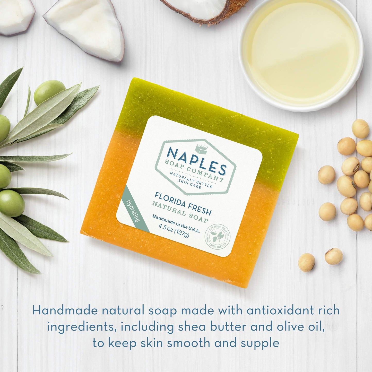 Naples Soap Company Natural Shea Butter and Olive Oil Soap Bar – Antioxidant-Rich Soap Bar Naturally Moisturizes for Smooth, Supple Skin – No Harmful Ingredients – Florida Fresh, 4.5 oz