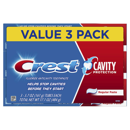 Crest Cavity Protection Toothpaste, Regular Paste, 5.7 oz, Pack of 3