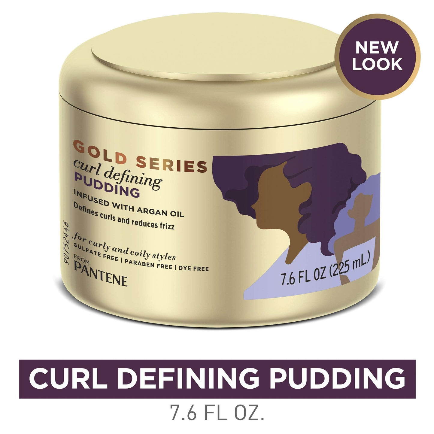 Pantene, Hair Cream Treatment, Sulfate Free Curl Defining Pudding, Pro-V Gold Series, for Natural and Curly Textured Hair, 7.6 fl oz