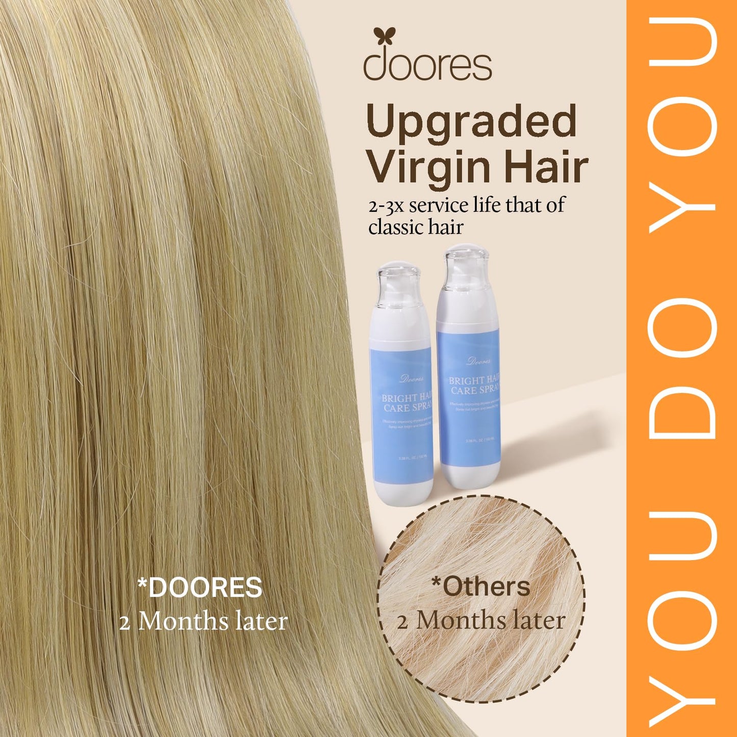 DOORES DOORES Classic Clip Seamless Clip, 5pcs 80g 18 Inch Balayage Ash Blonde to Golden Blonde and Platinum Blonde