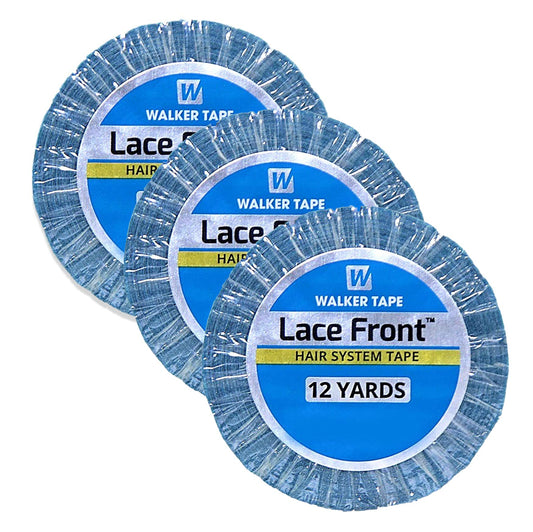 Double Sided Lace Front Tape - Long Bonding Hold for Wigs and Hair Extensions - Good Strong Flexible Grip - Safe and Easy to Use - 3/4" x 12 Yards (3 Pack)
