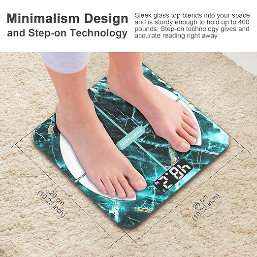 Scales for Body Weight with App 13 Body Composition Metrics, Smart Digital Bathroom Scales Bluetooth Weighing Scale Compatible with iOS Android, Max 400lbs/180kg (Green)