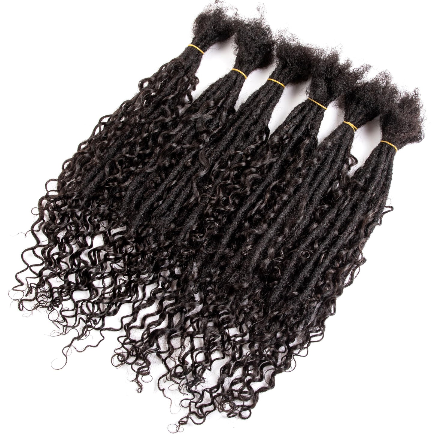 DAIXI Boho Loc Extensions Human Hair with Curly Ends for Women, Can Be Dyed Bleached Handmade Human Hair Dreadlocks with Human Hair Curls Extend Out (1B-0.6cm-Straight, 20 Inch 20 Strands)