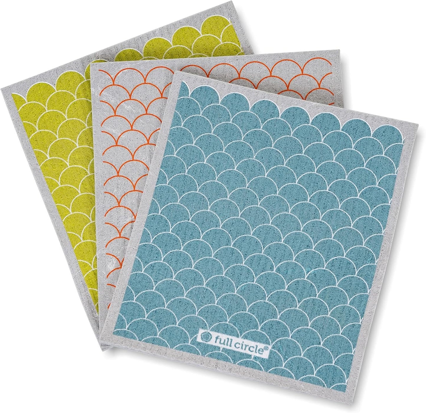 Full Circle Set of 3 Good Sheet Plant-Based Dishcloths – Super-Absorbent Reusable Dish Cloths - Multi-Use Washable Cleaning Cloths/Towels, Scales