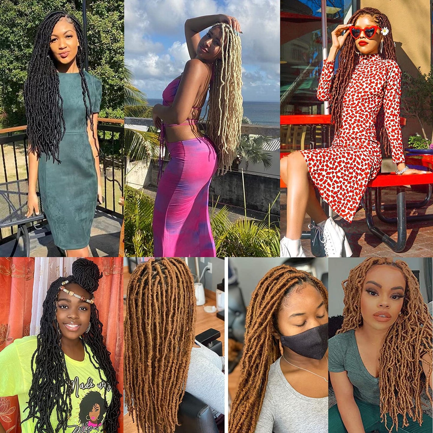 Leeven New Faux Locs Crochet Hair 24 Inch Distressed Soft Locs 3 Packs Chocolate Brown Natural Butterfly Locs Boho Goddess Crochet Locs Pre Looped Curly Synthetic Hair for Black Women #4
