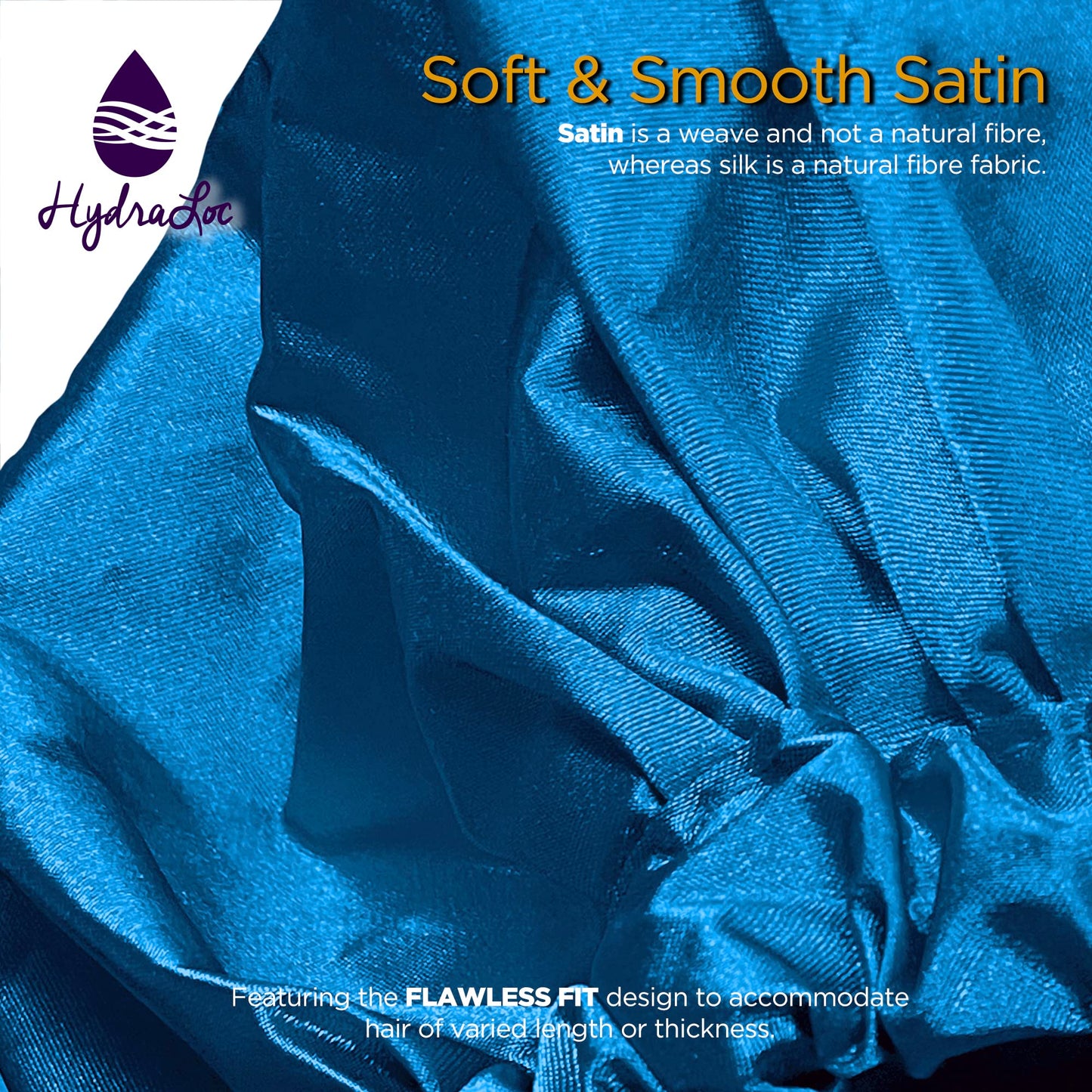 DONNA Shower & Conditioning Silky Satin Cap Waterproof Bath Caps Plastic Reusable Shower Caps Elastic Band Bath Hair Hat Stocking Stuffers for Women Braid, 1PC COBALT COLOR