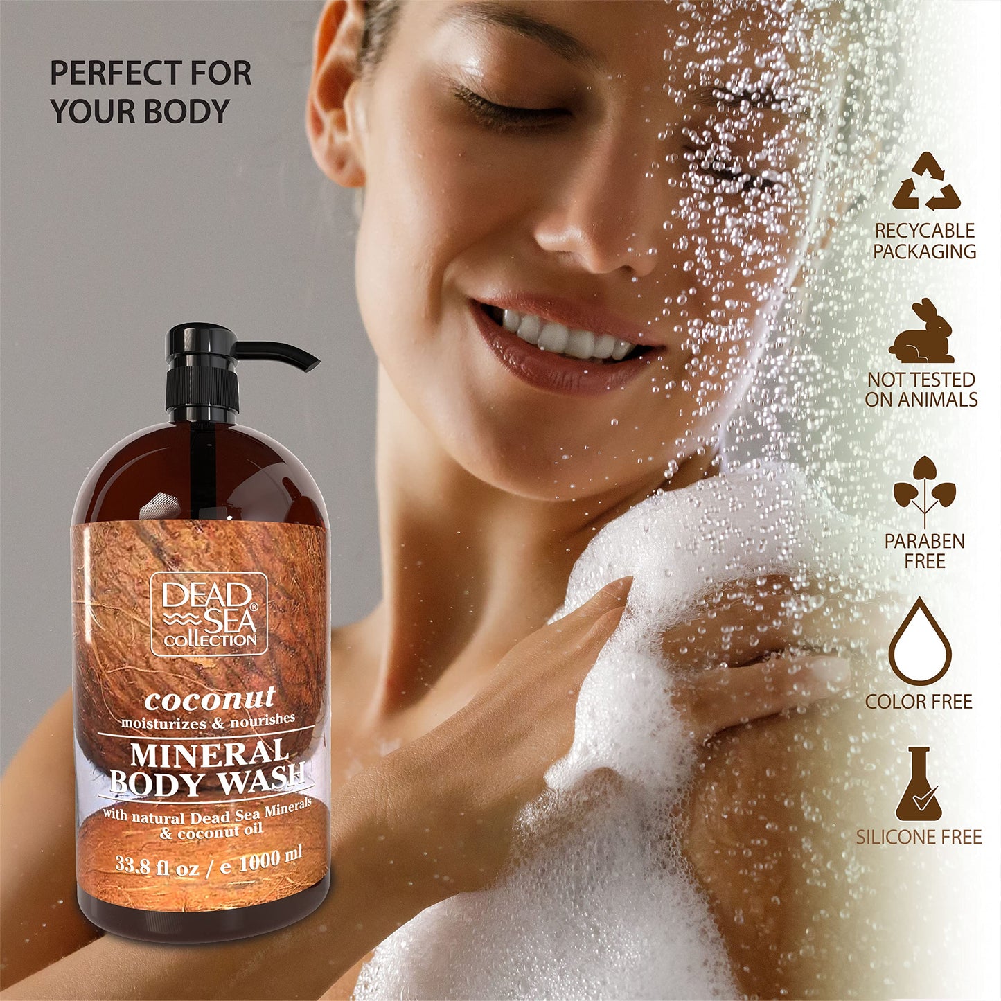 Dead Sea Collection- Coconut Body Wash - Pack of 2 (67.6 fl. oz) and Coconut Hand Soap - Pack of 2 (67.6 Fl. Oz) and Shampoo and Conditioner and Pack of 2 (67.6 fl. oz) Mega BUNDLE