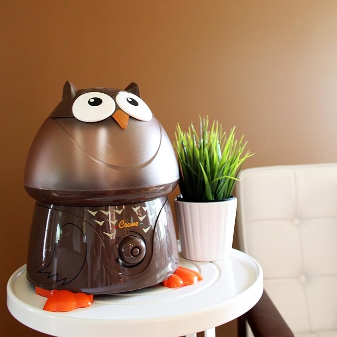 Crane Animal Humidifier for Bedroom, Ultrasonic Cool Mist for Baby Nursery, Adjustable Settings, Auto Shut-Off, Owl
