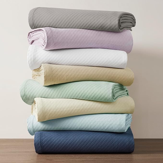 Madison Park Liquid Cotton Luxury Blanket Premium Soft Cozy 100% Ring Spun Cotton For Bed , Couch or Sofa, King, Sea Foam