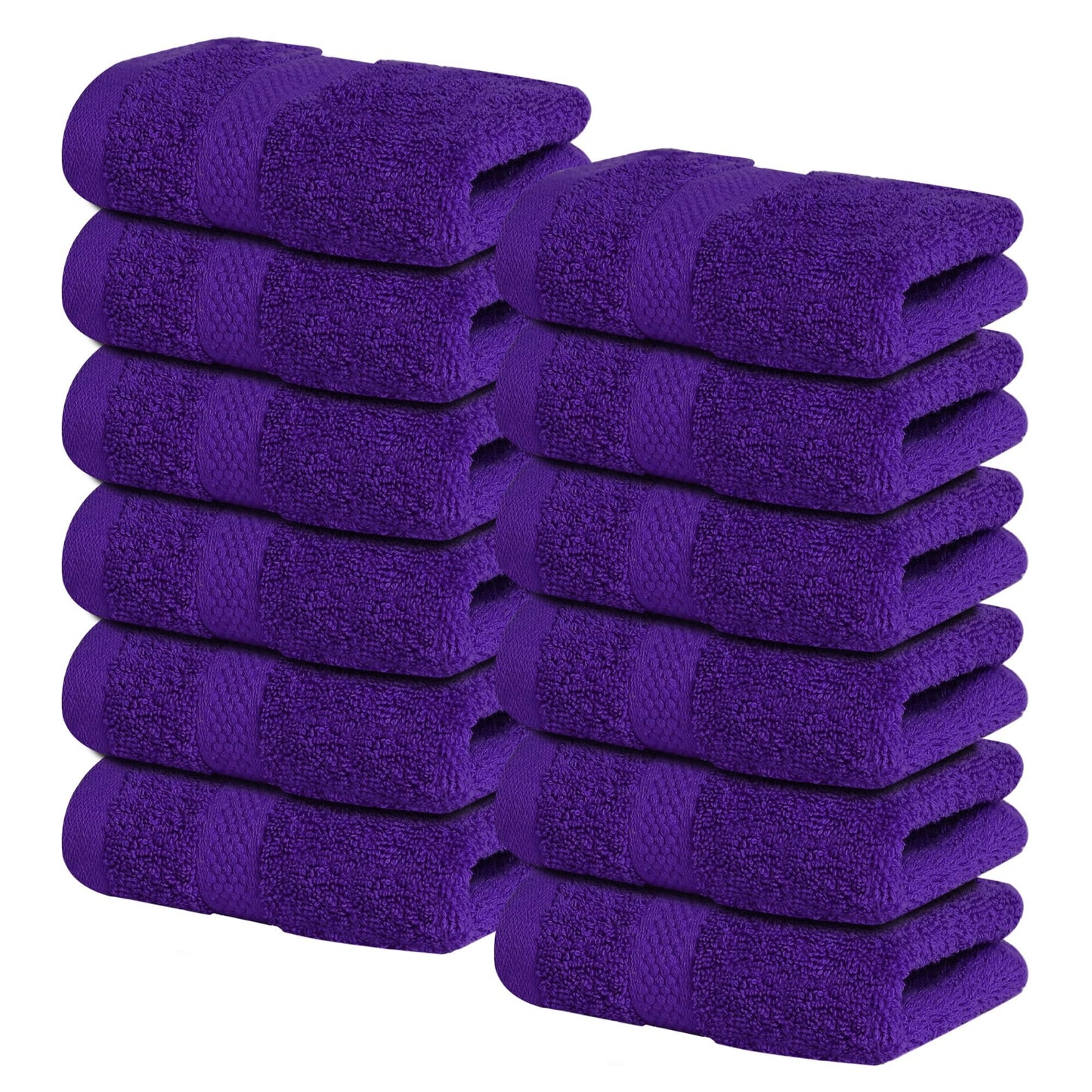 Infinitee Xclusives Premium Wash Cloths for Showering [13x13] – 100% Cotton Washcloths [Pack of 12], Soft and Absorbent Face Towels for Bathroom Wash Clothes, Gym, and Spa |Profound Purple|