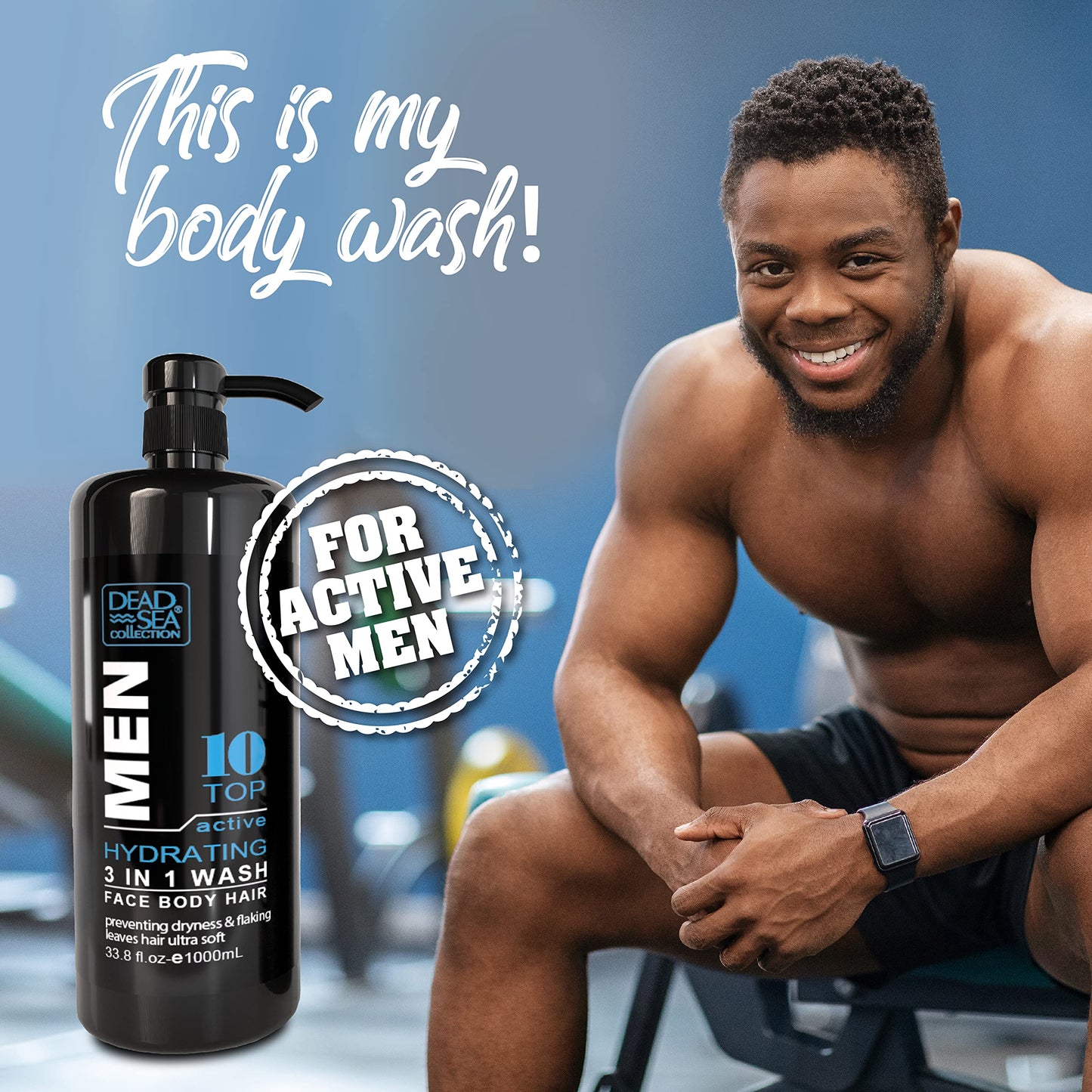 Dead Sea Collection Triple Bundle -Body wash 3 in 1 for man-SANALWOOD+AMBERWOOD+TOP 10 (6 Pc total)