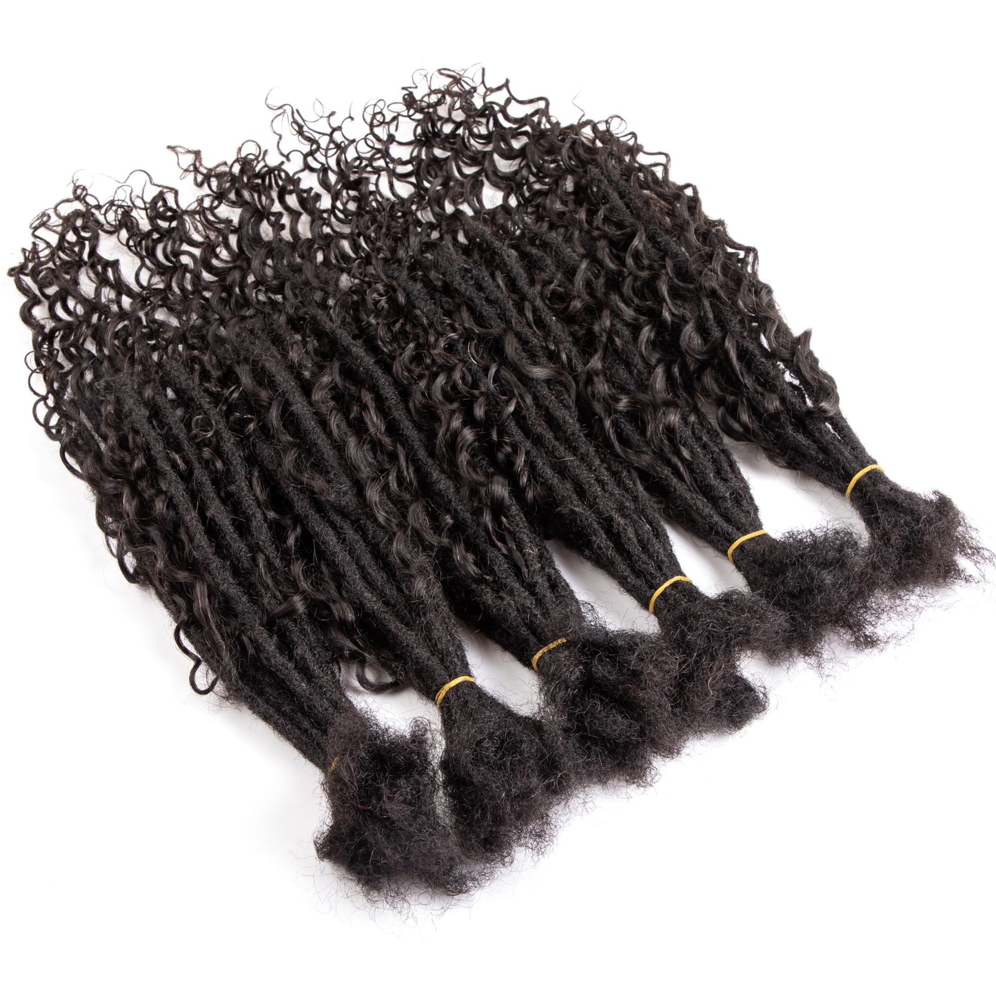 DAIXI Boho Loc Extensions Human Hair with Curly Ends for Women, Can Be Dyed Bleached Handmade Human Hair Dreadlocks with Human Hair Curls Extend Out (1B-0.6cm-Straight, 20 Inch 20 Strands)