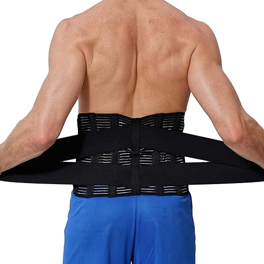 NeoTech Care Adjustable Compression Back Brace Lumbar Support Belt, Black, Size XXL