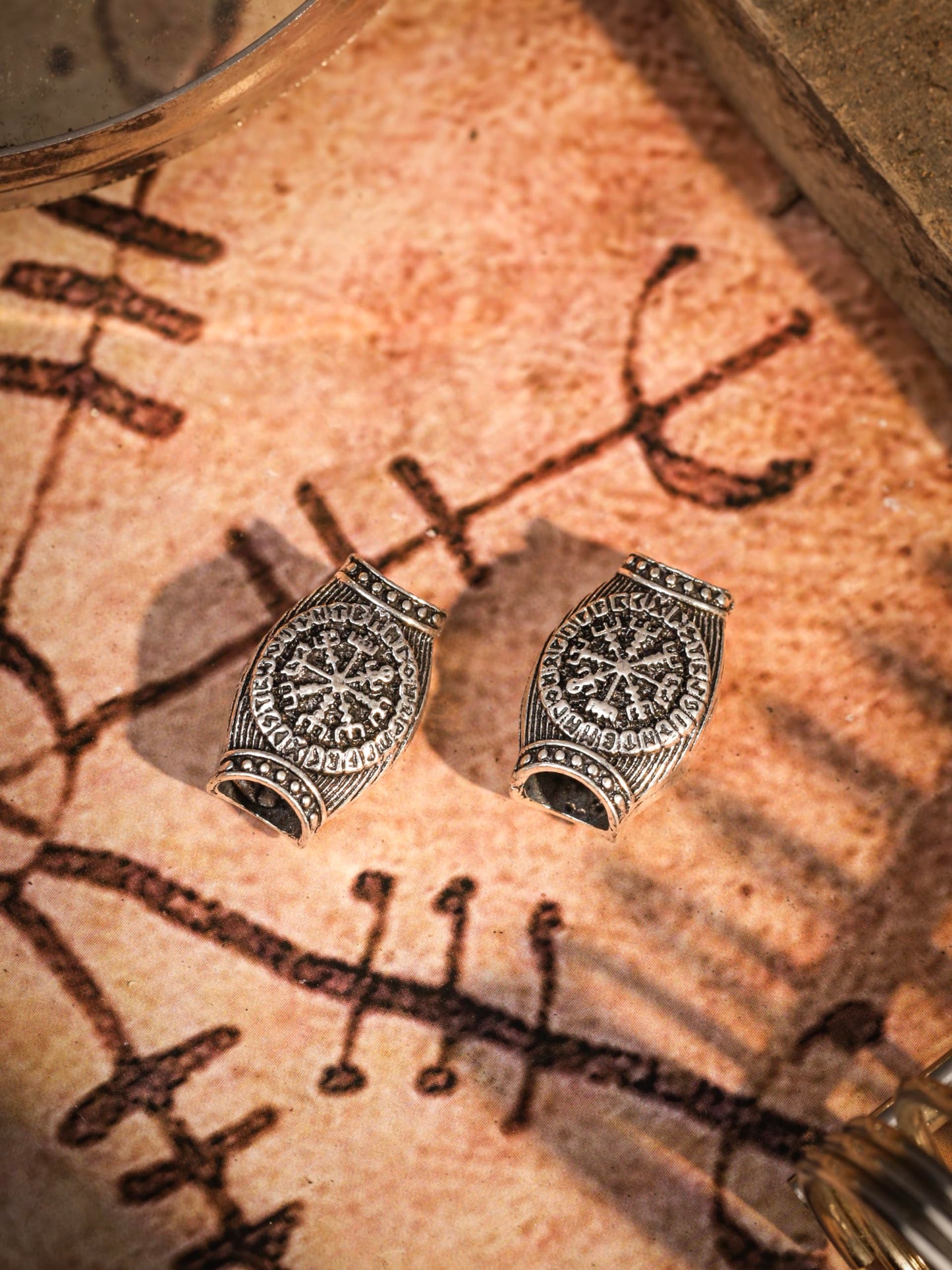 HAQUIL Vintage Helm of Awe Beads Combo 5 pcs Hair Beads Lock Beads Dreadlock Triquetra Viking Beads