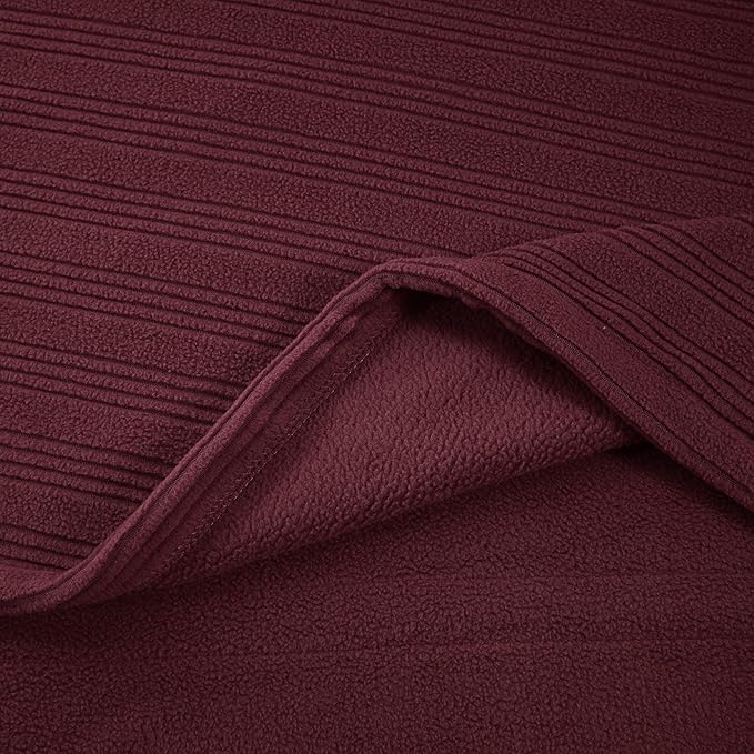 Serta Travis Fleece Ultra Soft Tri-Rib Textured Electric Blanket, Cozy and Snuggly Cover Fast Heating for Cold Weather, Auto Shut Off, Multi Heat Setting Controller, Full, Berry Red