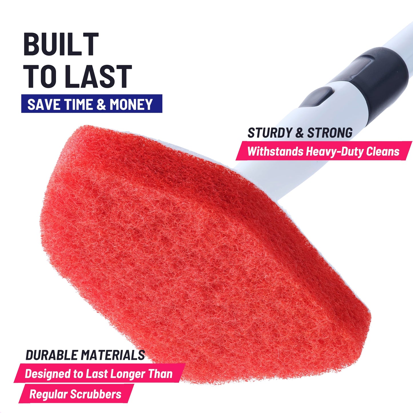Moku Home Replacement Scrubber Refill for Extendable Tub Tile Shower Scrubber for Cleaning Non-Scratch (2X Scrubber Sponge Red)