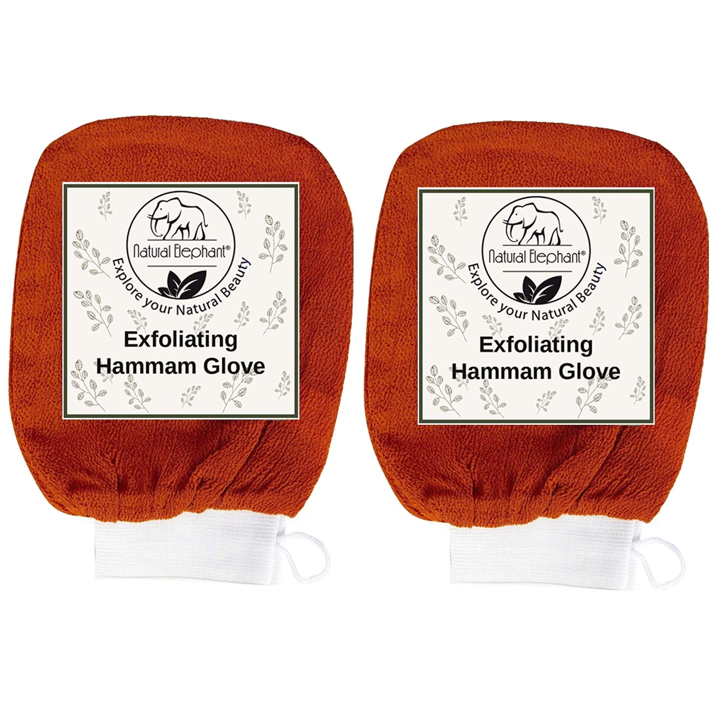 Natural Elephant Exfoliating Hammam Glove… (Burnt Orange 2 Pack)