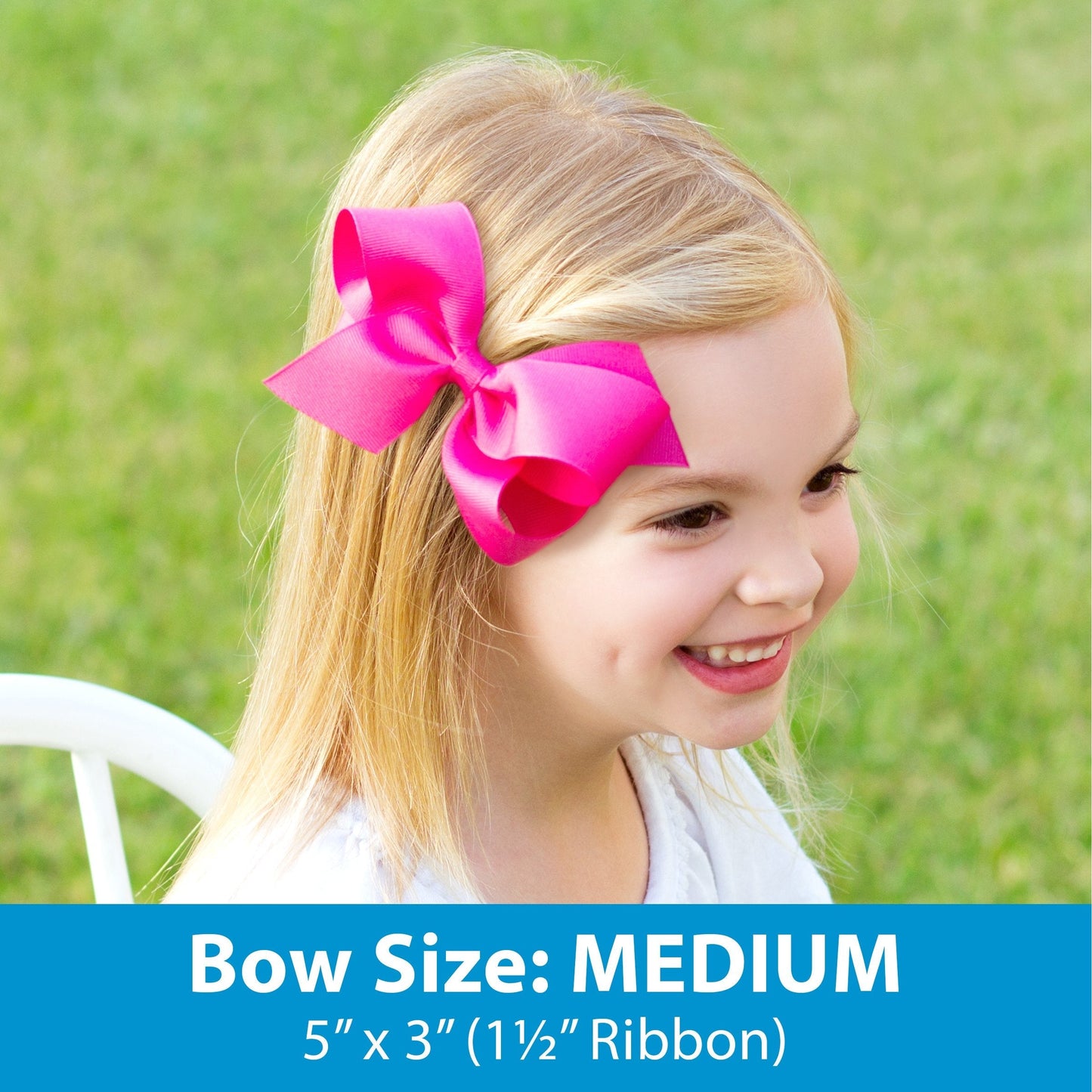 Wee Ones Girls' Classic Grosgrain Moonstitch Edge Hair Bow on a WeeStay Hair Clip, Medium, White with Light Pink