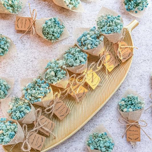 20-Piece set Mini Magnet Dried Flowers Bouquet for Rustic Wedding Favors,Baby Shower Party Favors for Guests,Bridal Shower Party Gifts,Baptism Favors,Thank You Favor. (White)