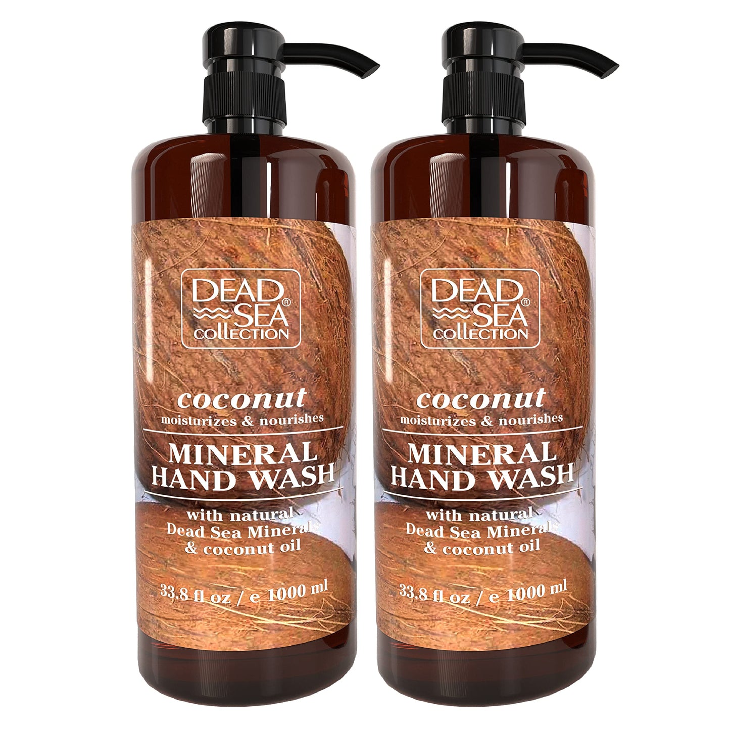 Dead Sea Collection- Coconut Body Wash - Pack of 2 (67.6 fl. oz) and Coconut Hand Soap - Pack of 2 (67.6 Fl. Oz) and Shampoo and Conditioner and Pack of 2 (67.6 fl. oz) Mega BUNDLE